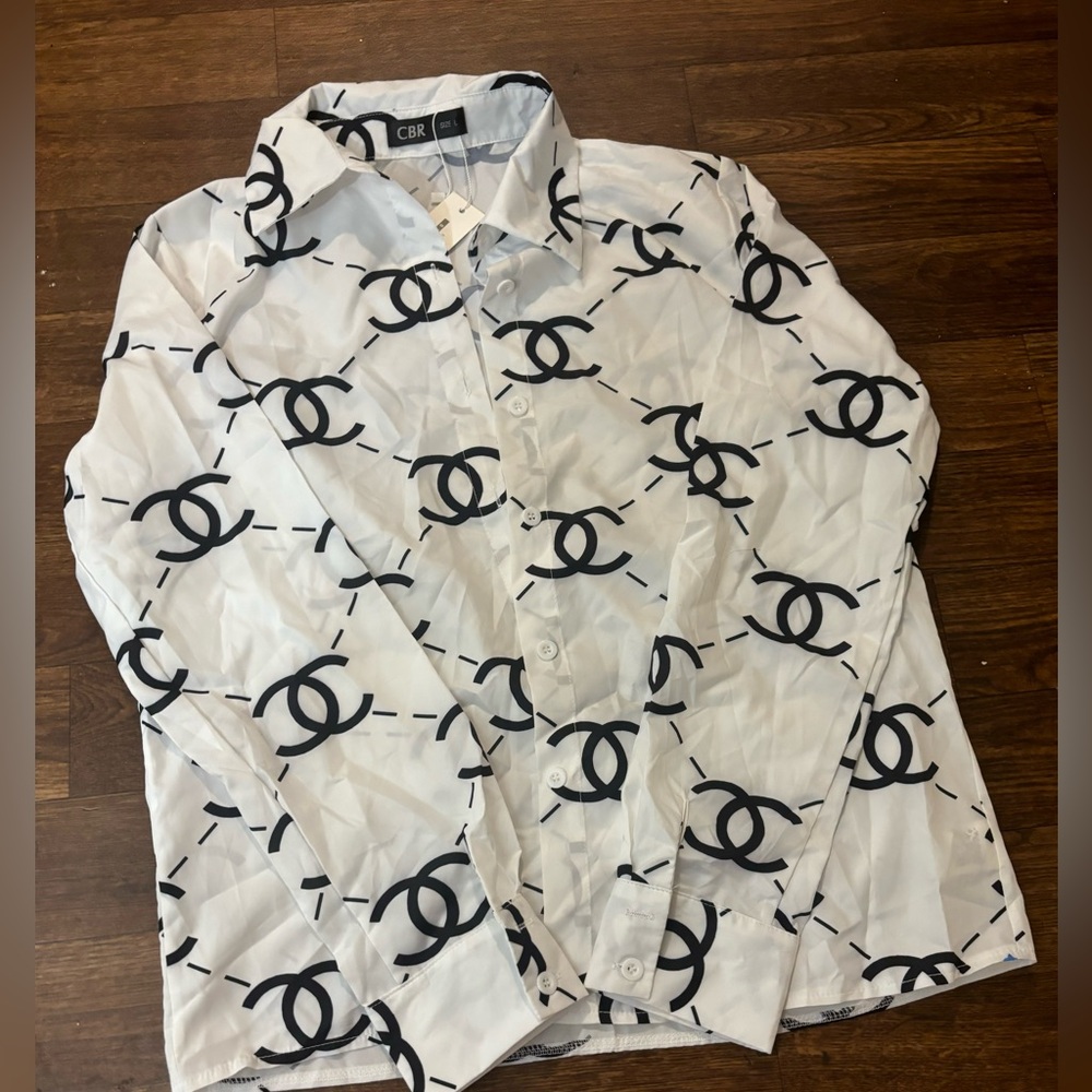 White and Black Patterned Women’s Shirt